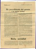 Fulla nº 7 Barcelona 18 de juliol de 1917 panflet Asablea de Parlamentaris de Catalunya